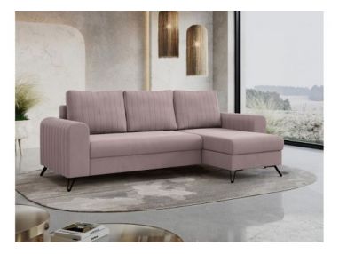 Narożnik AXEL L - uniwersalny - różowy, welwet