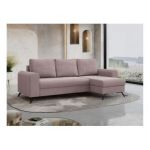 Narożnik AXEL L - uniwersalny - różowy, welwet