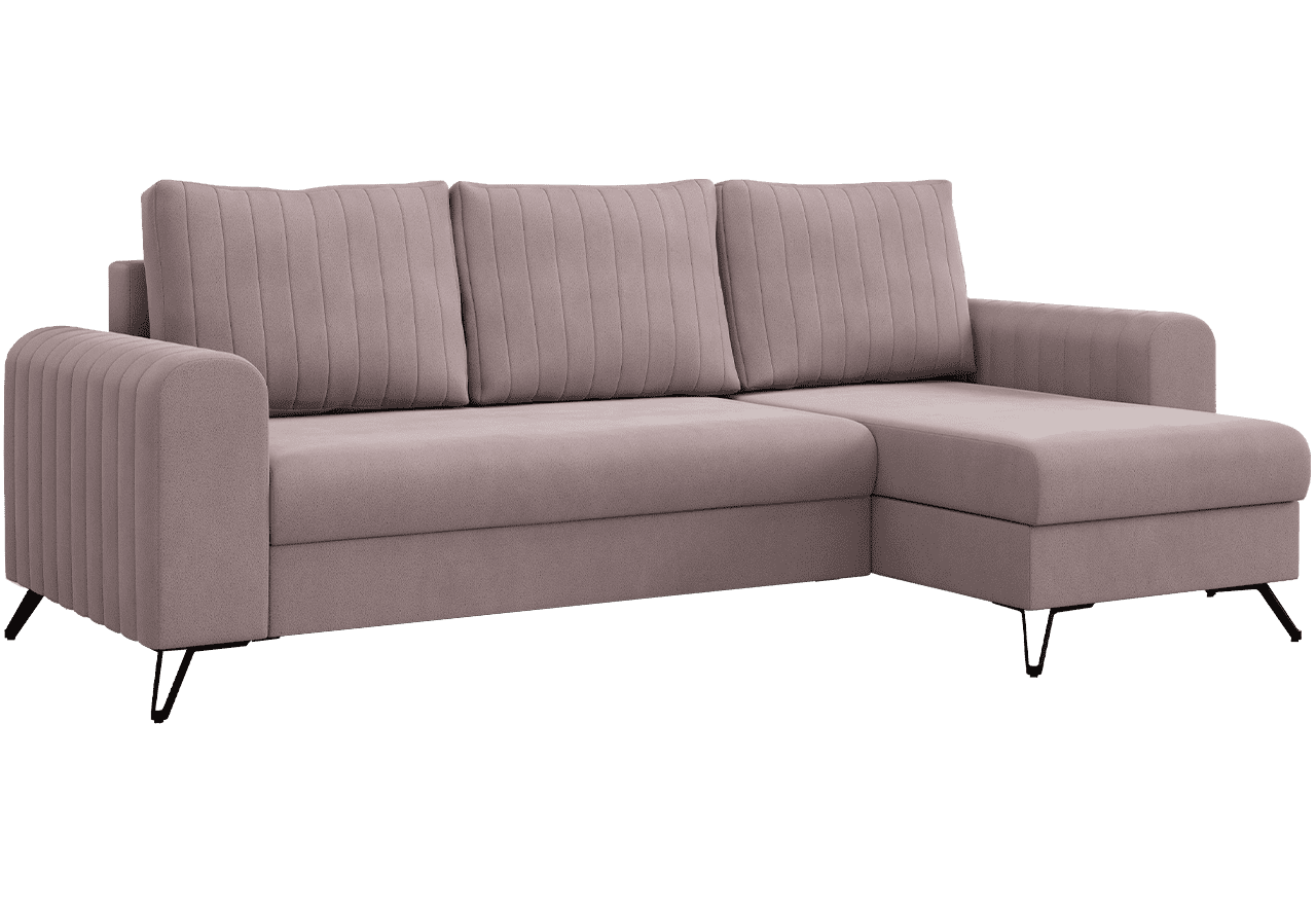 Narożnik AXEL L - uniwersalny - różowy, welwet