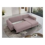 Narożnik AXEL L - uniwersalny - różowy, welwet