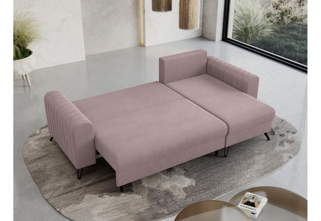 Narożnik AXEL L - uniwersalny - różowy, welwet