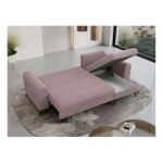 Narożnik AXEL L - uniwersalny - różowy, welwet