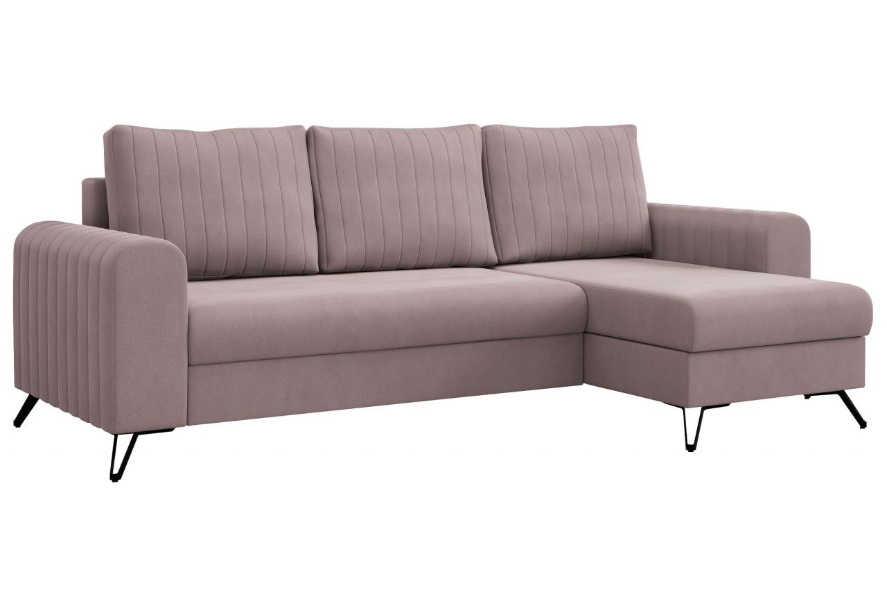 Narożnik AXEL L - uniwersalny - różowy, welwet