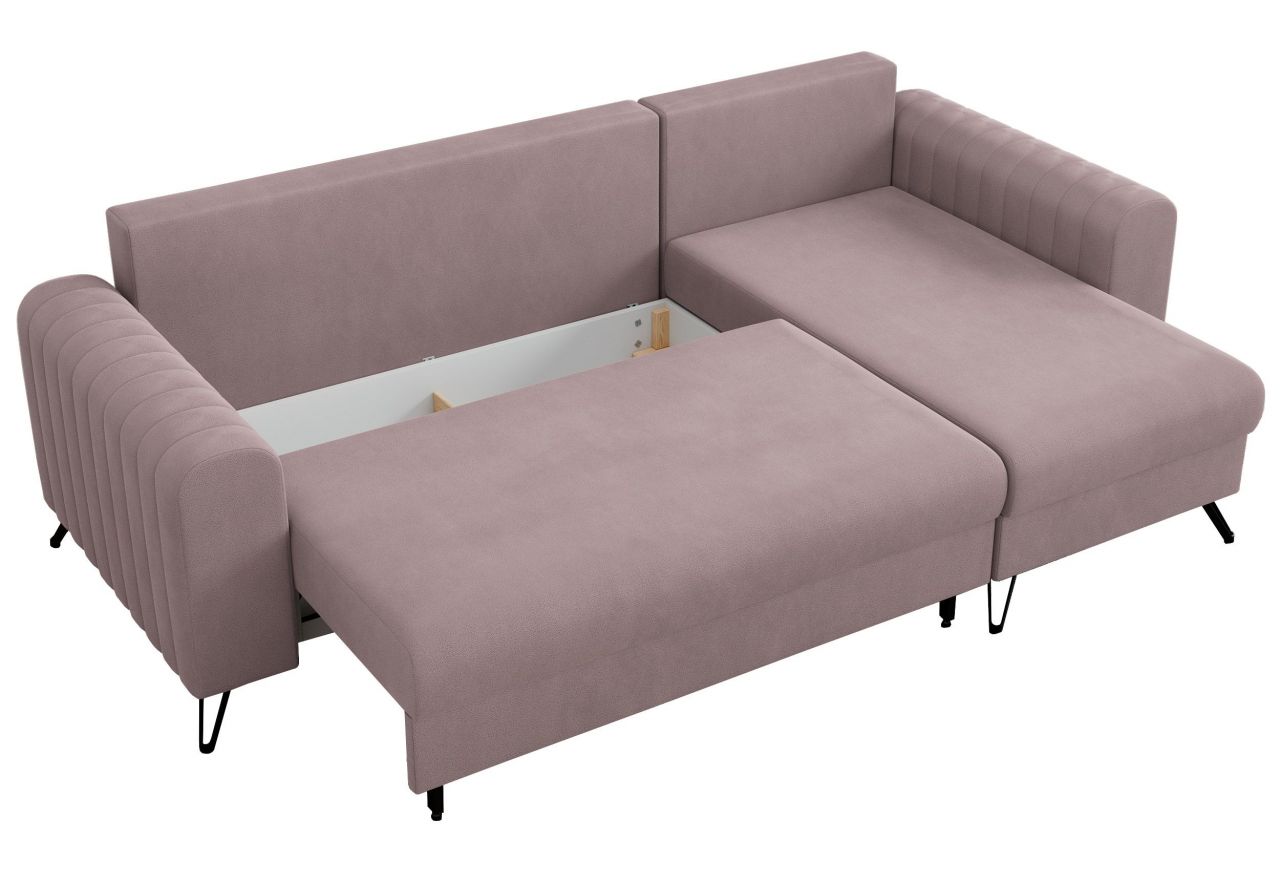 Narożnik AXEL L - uniwersalny - różowy, welwet