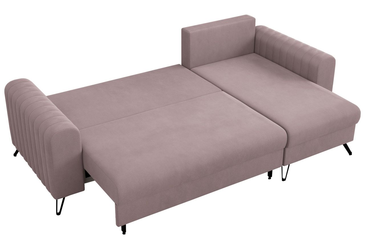 Narożnik AXEL L - uniwersalny - różowy, welwet