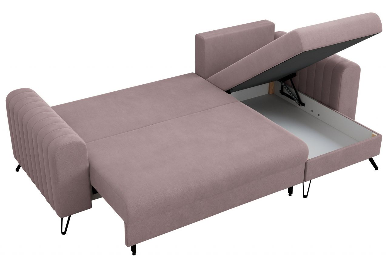 Narożnik AXEL L - uniwersalny - różowy, welwet