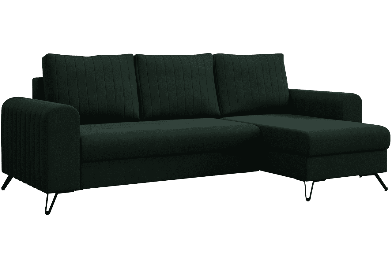 Narożnik AXEL L - uniwersalny - zielony, welwet