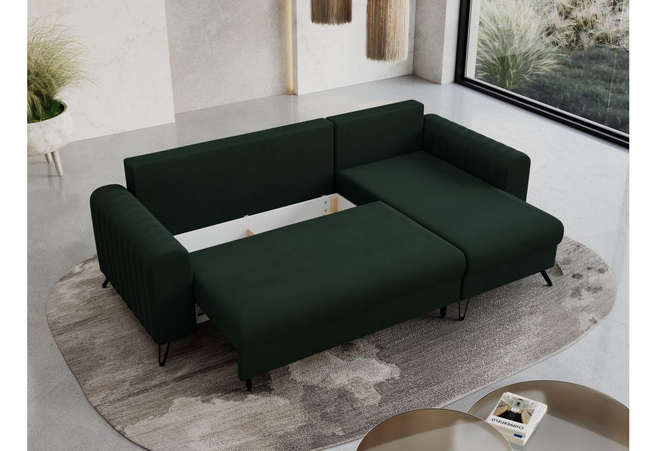 Narożnik AXEL L - uniwersalny - zielony, welwet