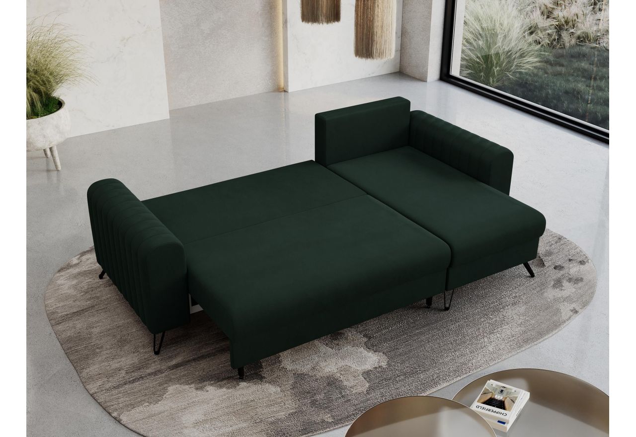 Narożnik AXEL L - uniwersalny - zielony, welwet