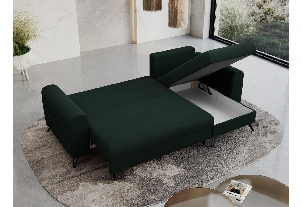 Narożnik AXEL L - uniwersalny - zielony, welwet