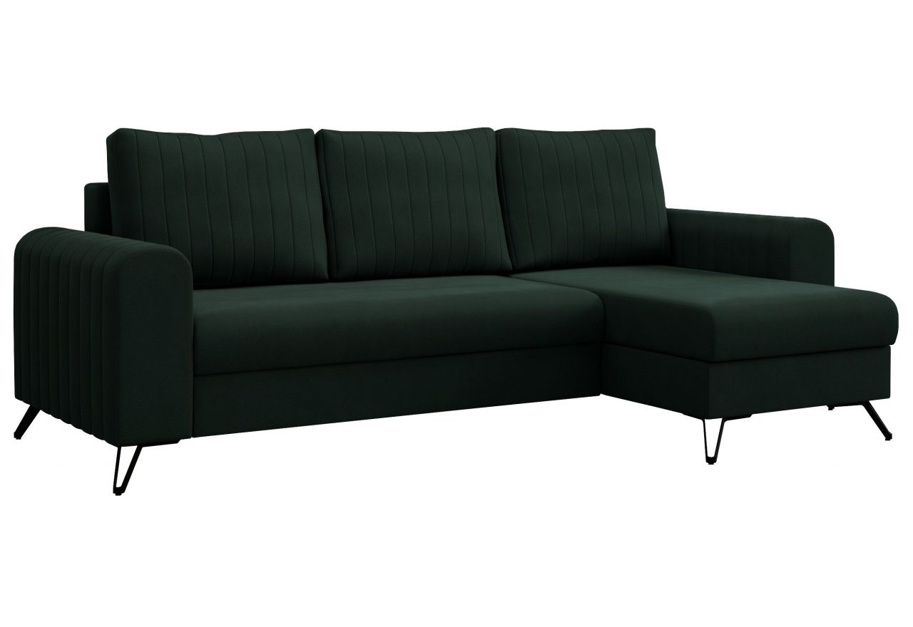 Narożnik AXEL L - uniwersalny - zielony, welwet