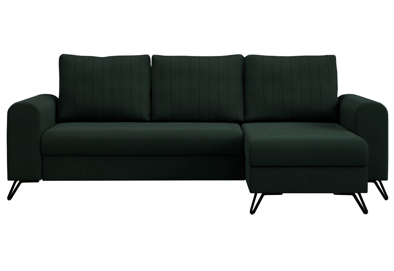 Narożnik AXEL L - uniwersalny - zielony, welwet