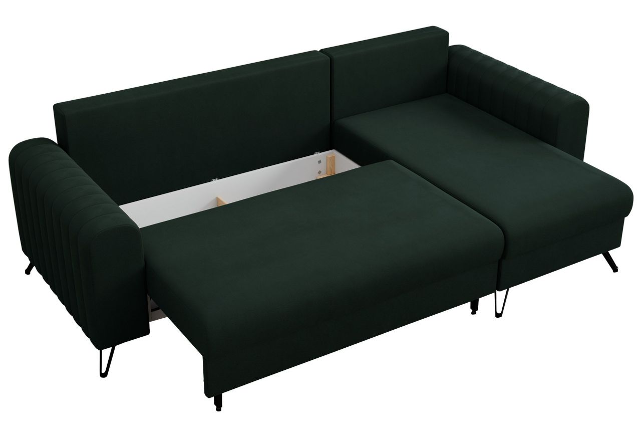 Narożnik AXEL L - uniwersalny - zielony, welwet