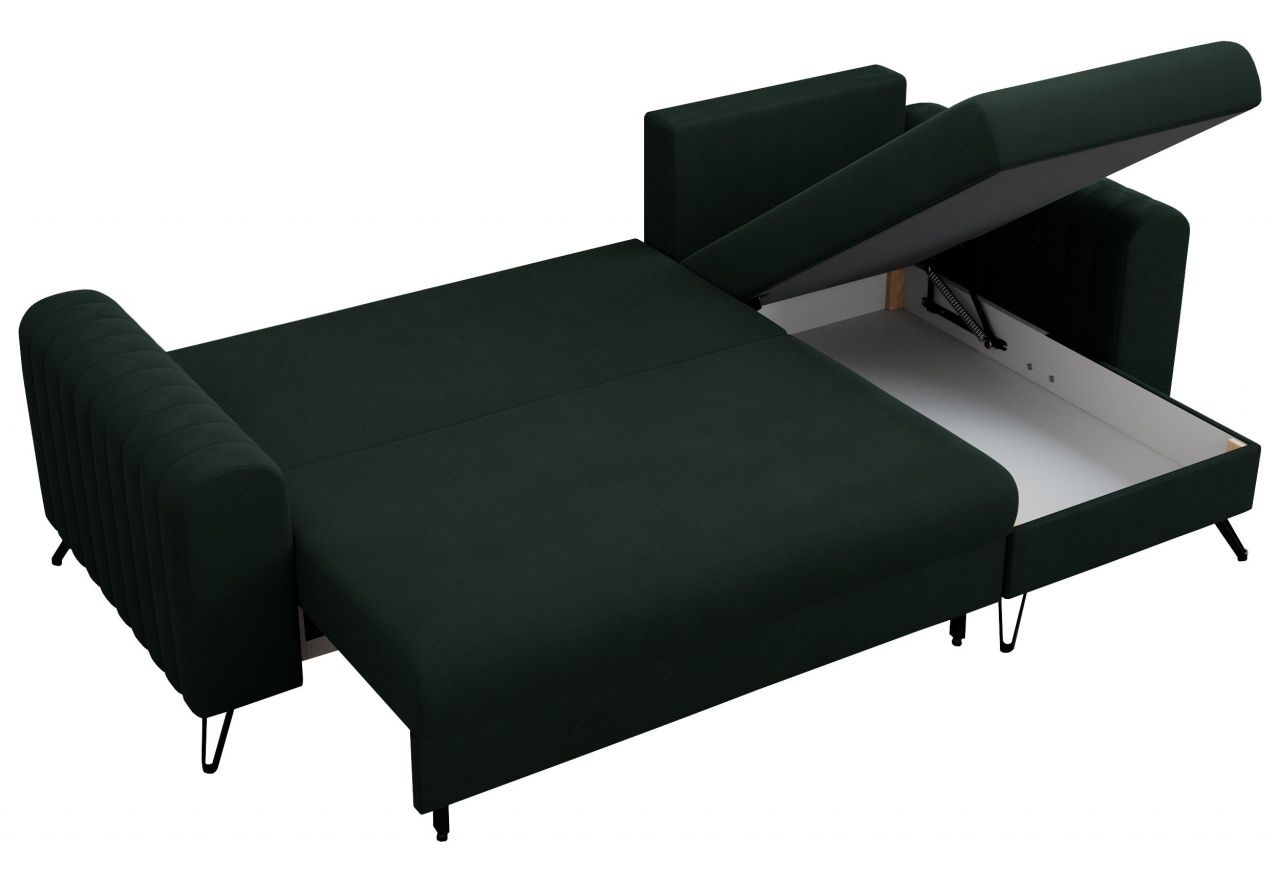 Narożnik AXEL L - uniwersalny - zielony, welwet