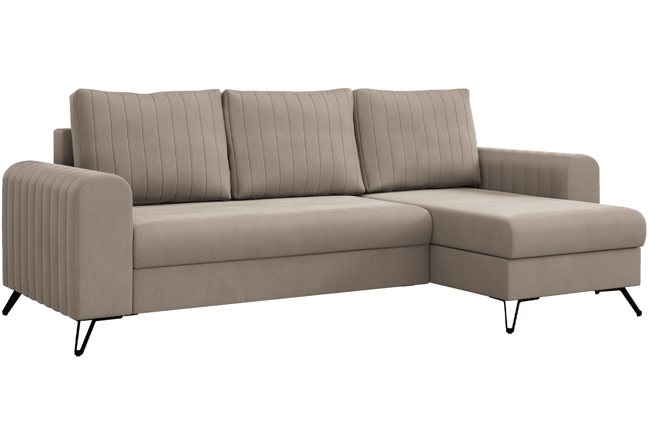 Narożnik AXEL L - uniwersalny - beżowy, welwet