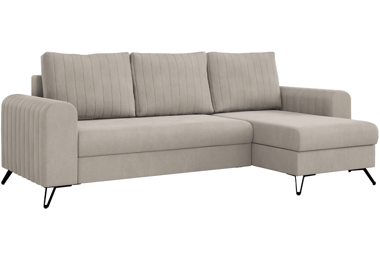 Narożnik AXEL L - uniwersalny - kremowy, welwet