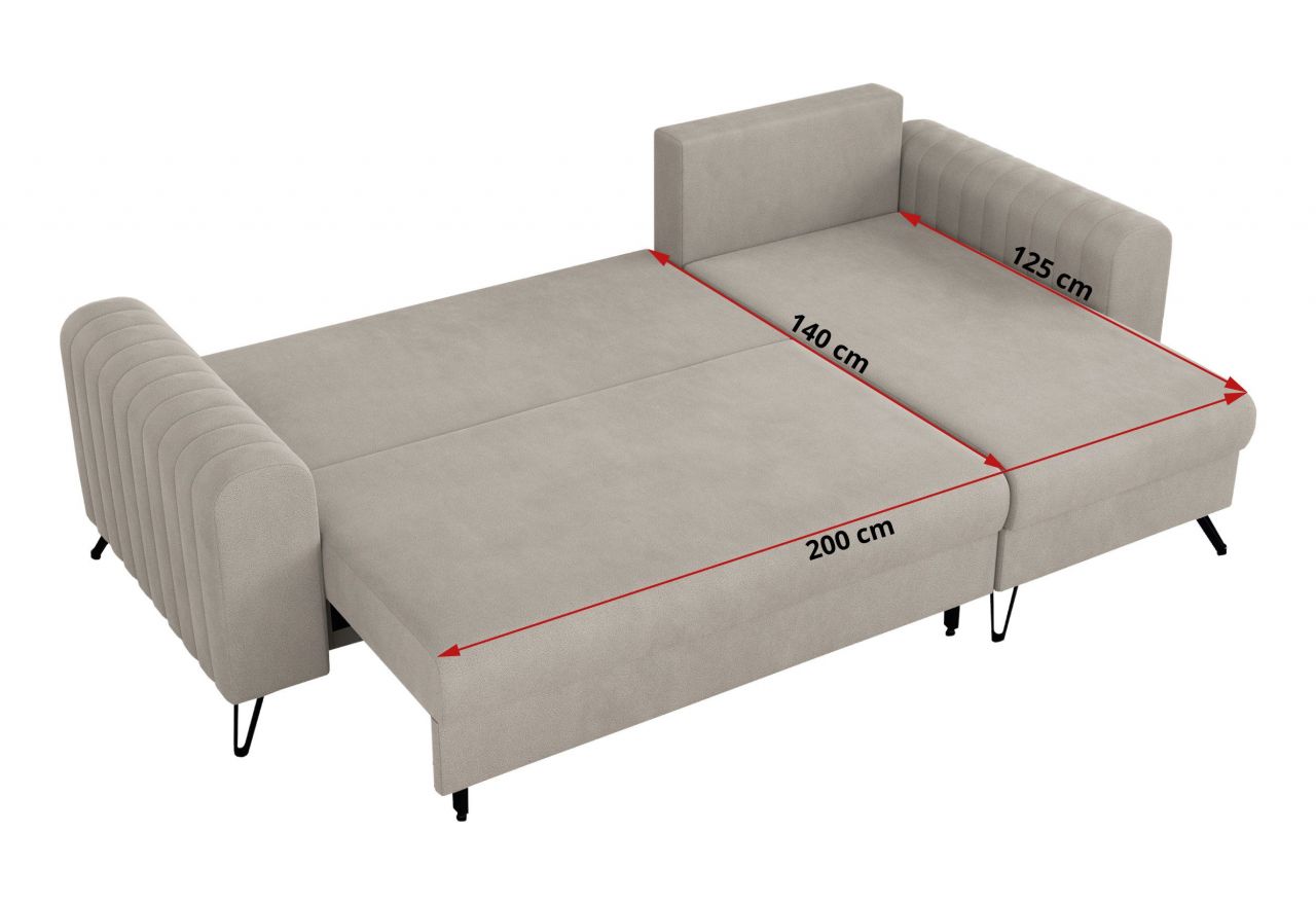 Narożnik AXEL L - uniwersalny - kremowy, welwet