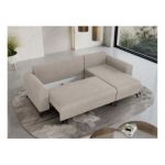 Narożnik AXEL L - uniwersalny - kremowy, welwet