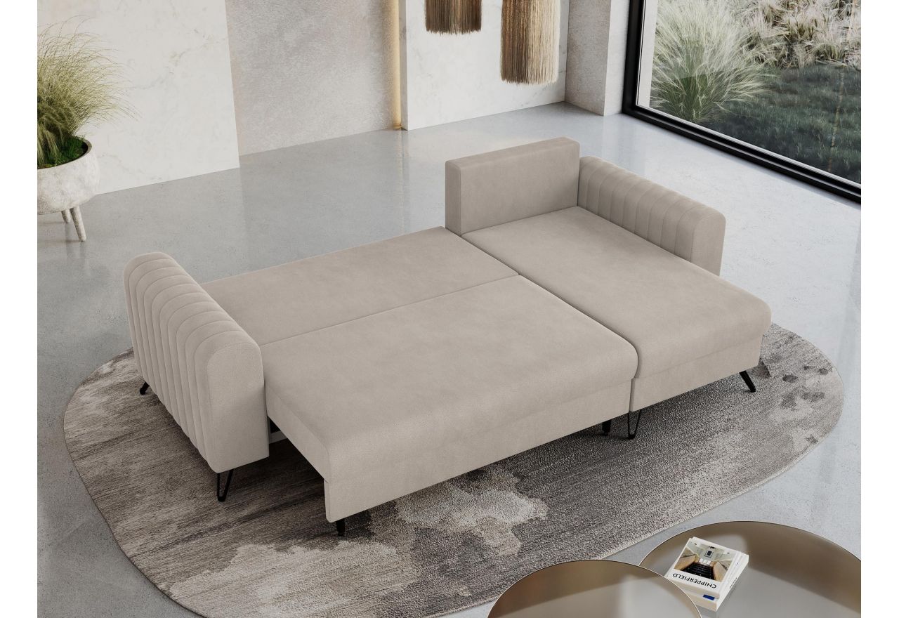 Narożnik AXEL L - uniwersalny - kremowy, welwet