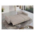 Narożnik AXEL L - uniwersalny - kremowy, welwet