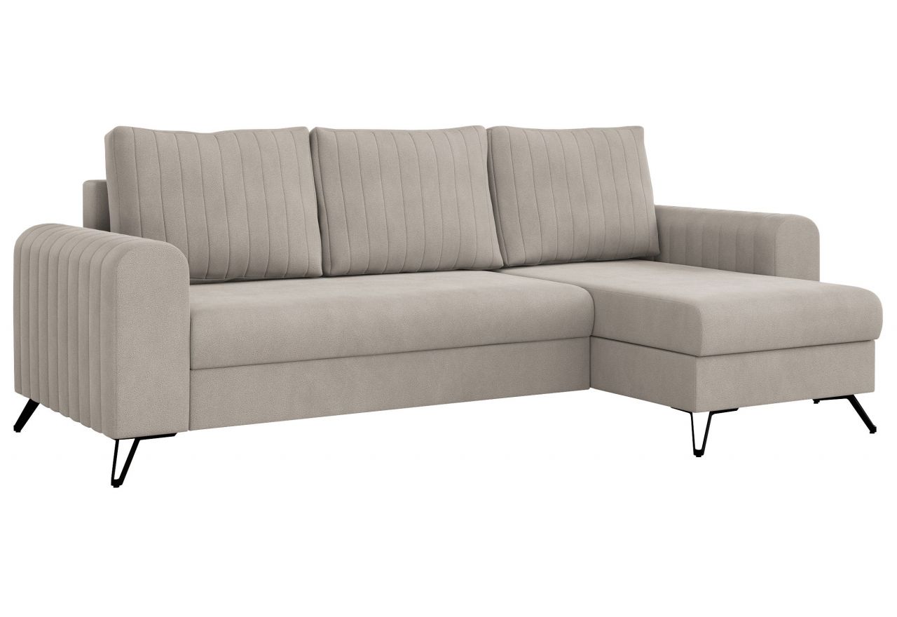 Narożnik AXEL L - uniwersalny - kremowy, welwet