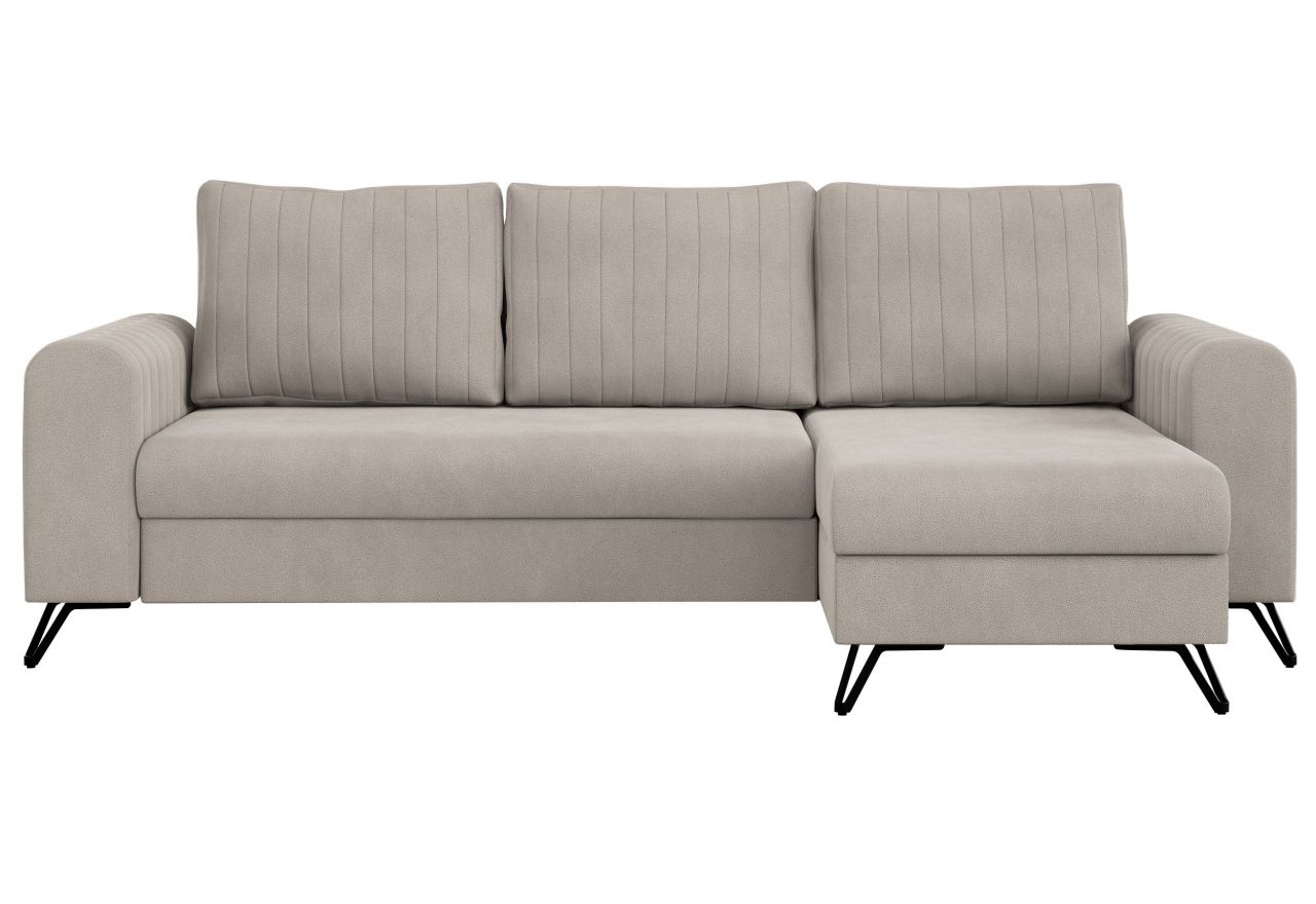 Narożnik AXEL L - uniwersalny - kremowy, welwet