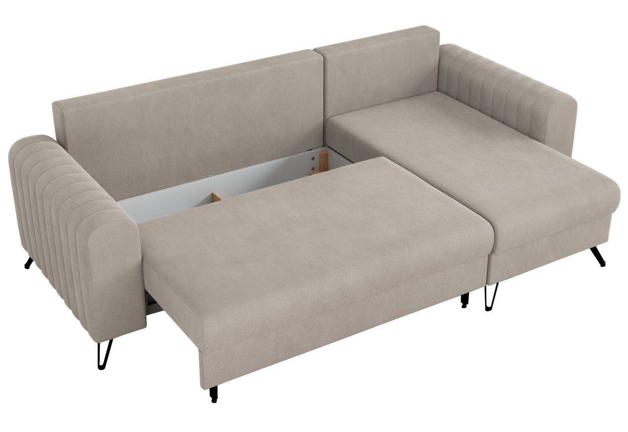 Narożnik AXEL L - uniwersalny - kremowy, welwet