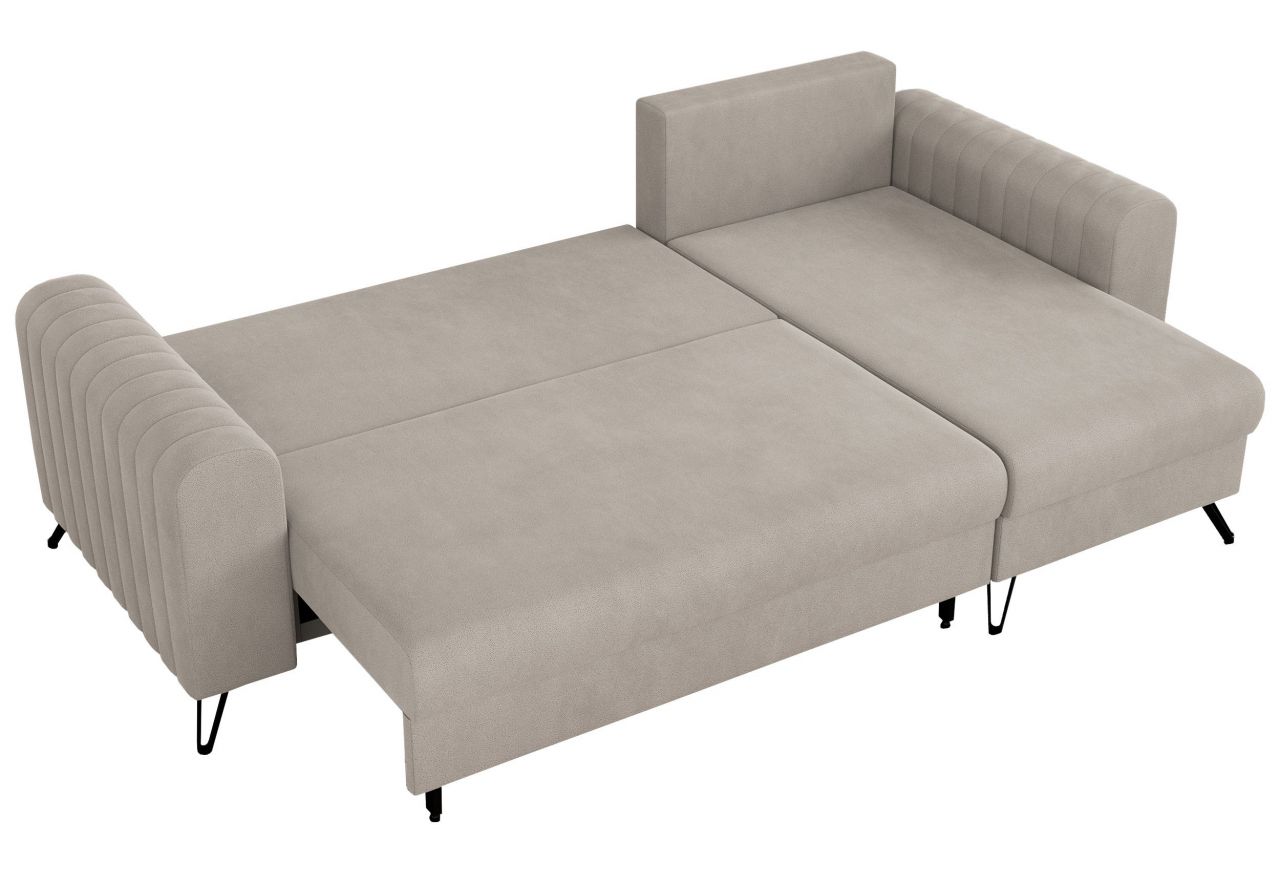 Narożnik AXEL L - uniwersalny - kremowy, welwet