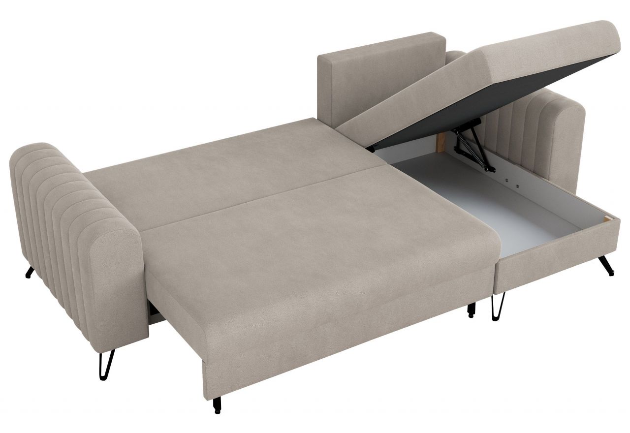 Narożnik AXEL L - uniwersalny - kremowy, welwet