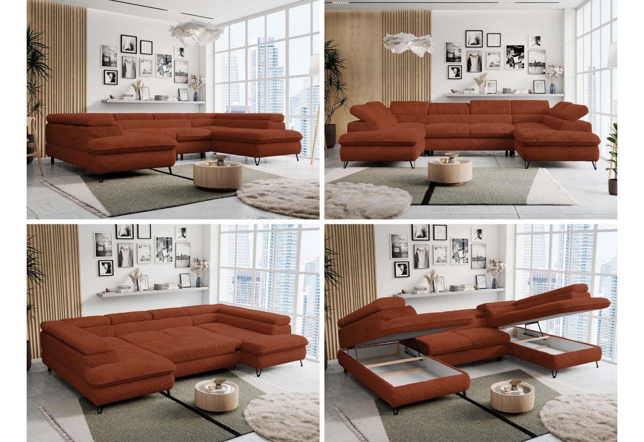 Narożnik PETER U - Lapit 44 - pomarańczowy - OUTLET