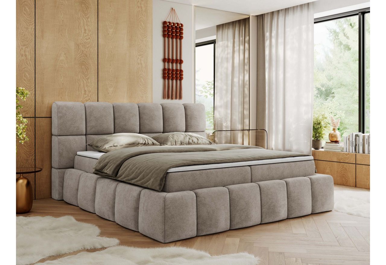 Łóżko kontynentalne NIRA 200x200 - Matana 17 - beżowy - OUTLET