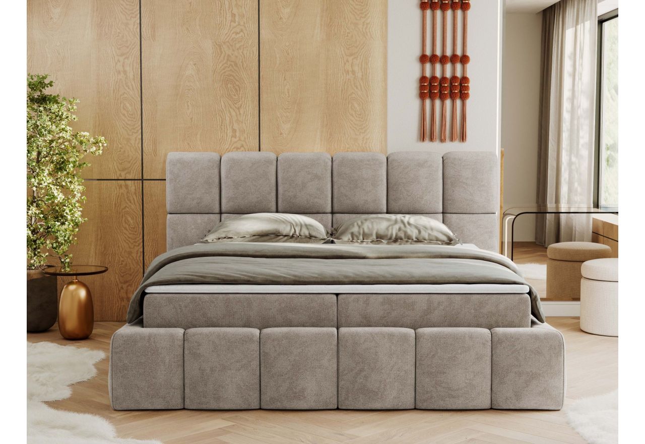 Łóżko kontynentalne NIRA 200x200 - Matana 17 - beżowy - OUTLET