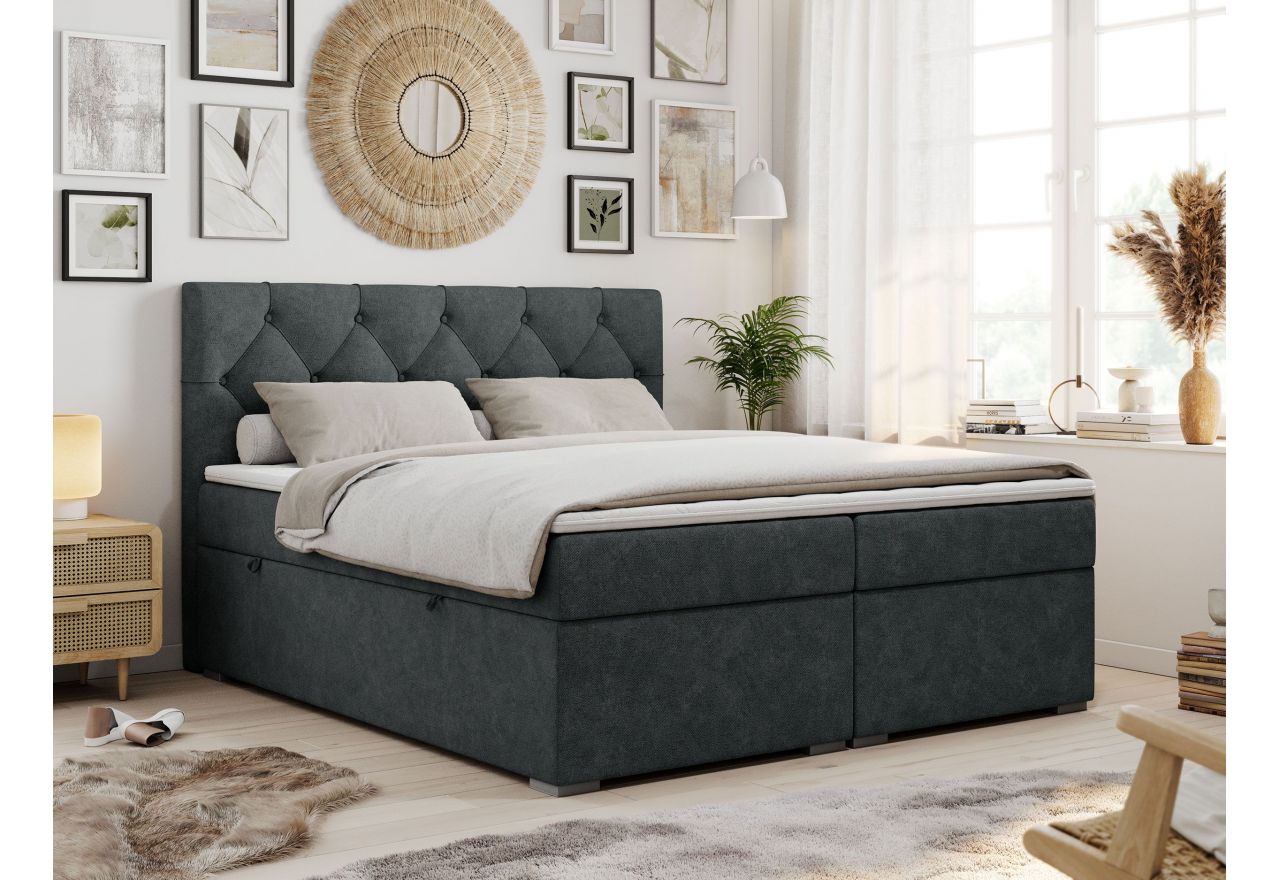 Łóżko kontynentalne ALDA 180x200 - Matana 05 - ciemny szary - OUTLET