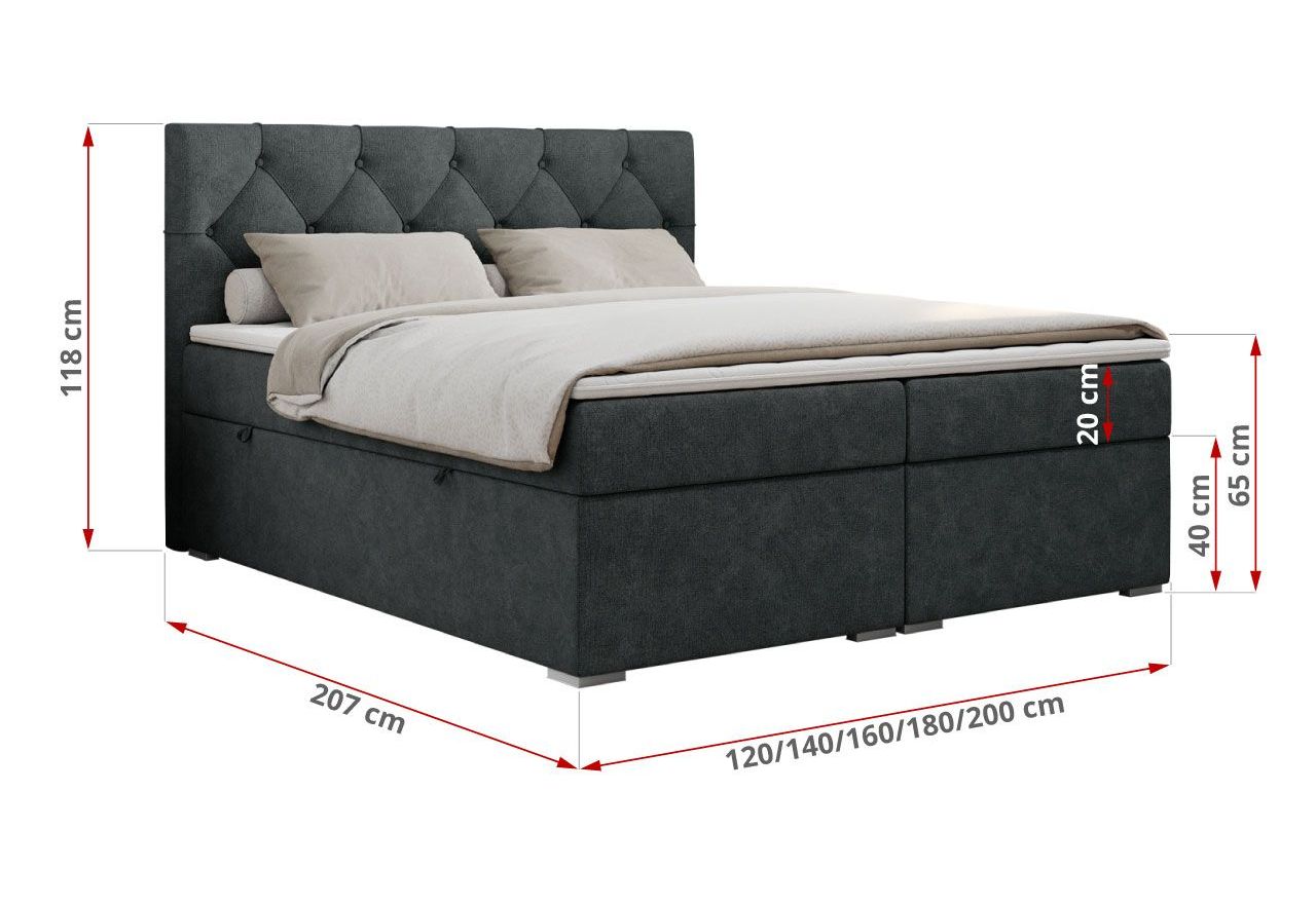 Łóżko kontynentalne ALDA 180x200 - Matana 05 - ciemny szary - OUTLET