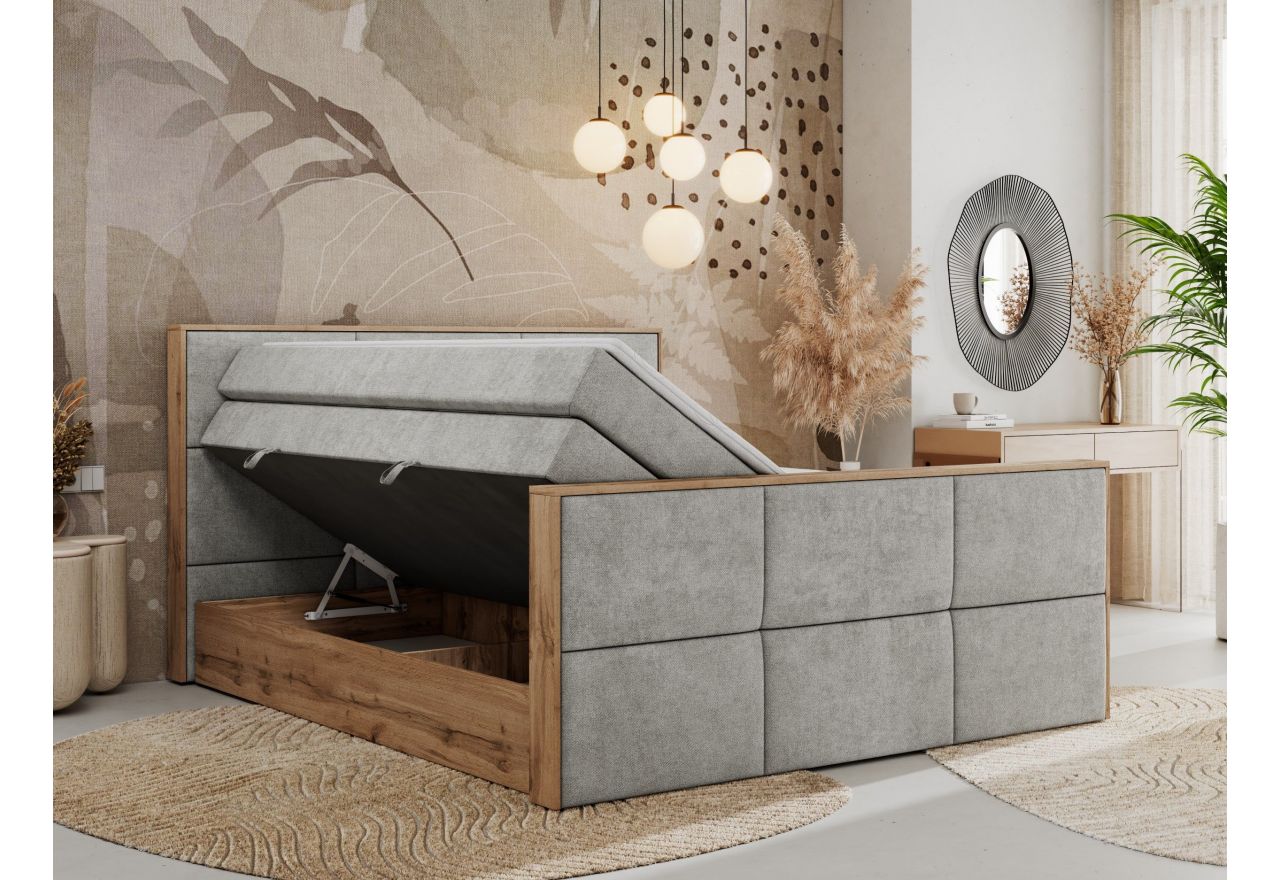 Łóżko kontynentalne ALBERO 2 KING DUO 200x200 - Matana 01 - jasny szary - OUTLET