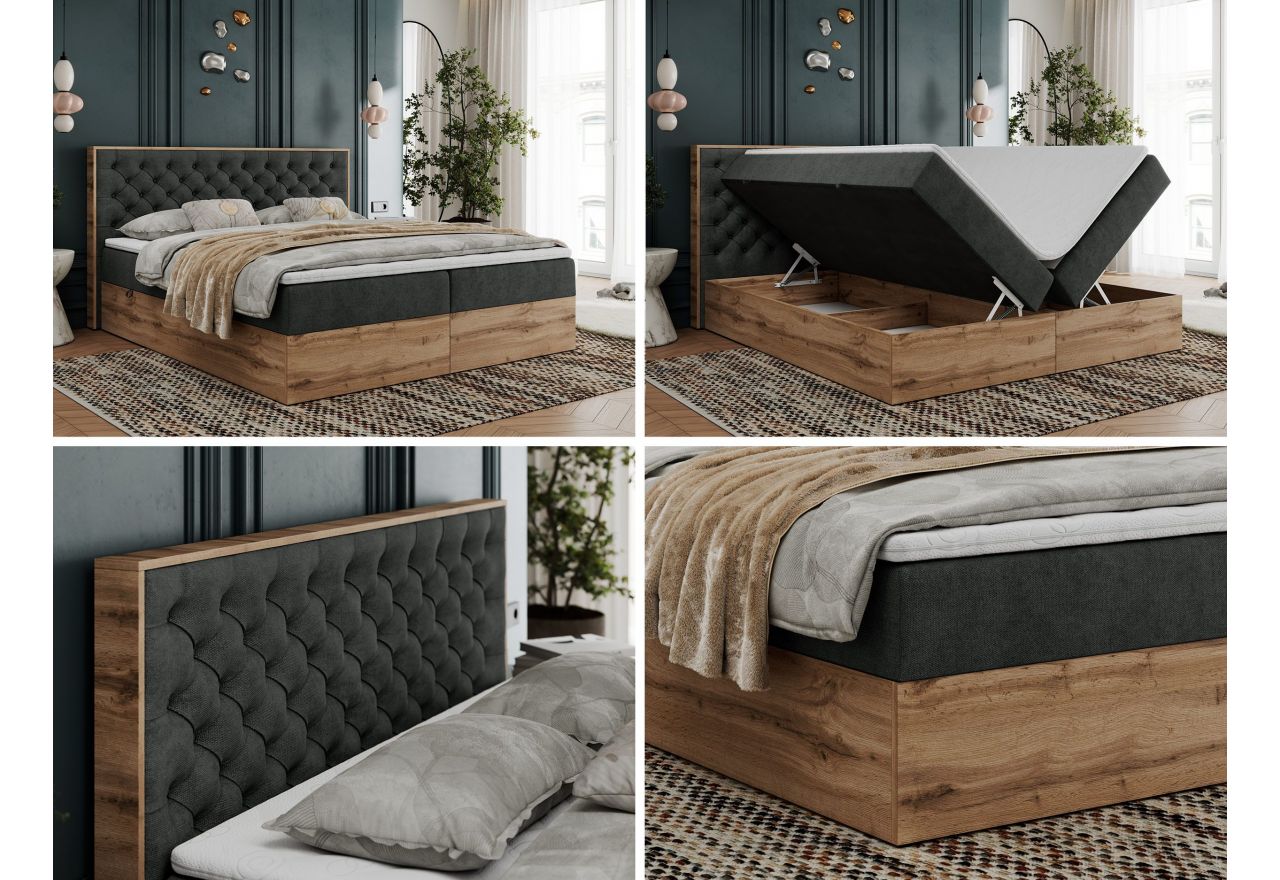 Łóżko kontynentalne ALBERO 3 180x200 - Matana 05 - ciemny szary - OUTLET