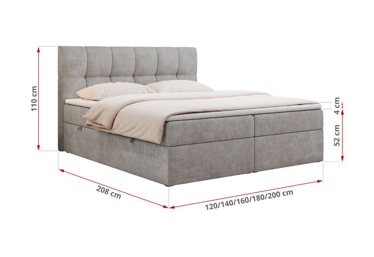 Łóżko kontynentalne RICO 120x200 - Matana 01 - jasny szary - OUTLET