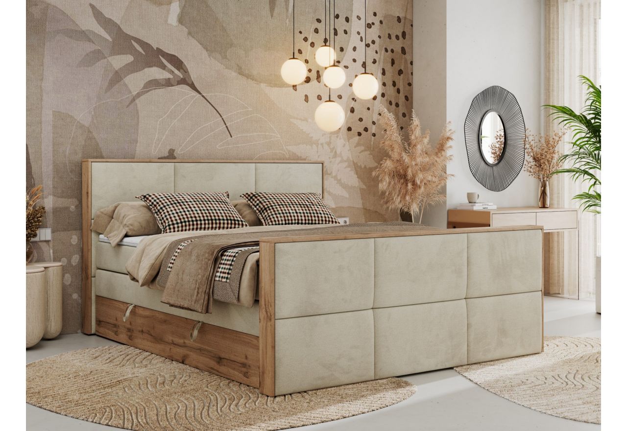 Łóżko kontynentalne ALBERO 2 KING DUO 200x200 - Monolith 02 - beżowy - OUTLET
