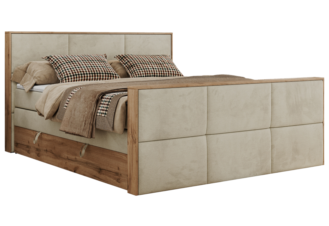 Łóżko kontynentalne ALBERO 2 KING DUO 200x200 - Monolith 02 - beżowy - OUTLET