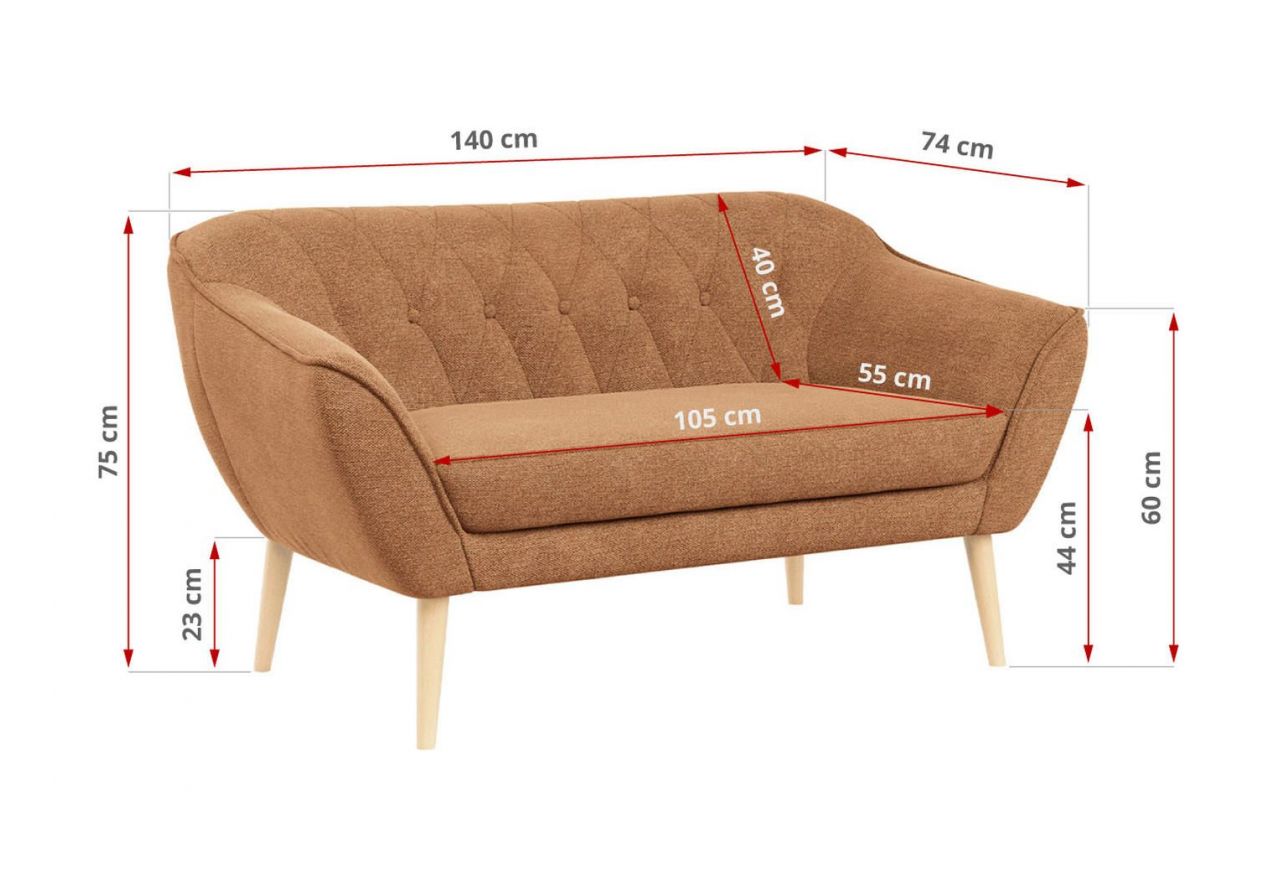 Sofa PIRS 2 - Matana 08 - pomarańczowy - OUTLET