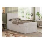 Łóżko kontynentalne TILIO 90x200 - H3 - beżowy, sztruks - strona lewa