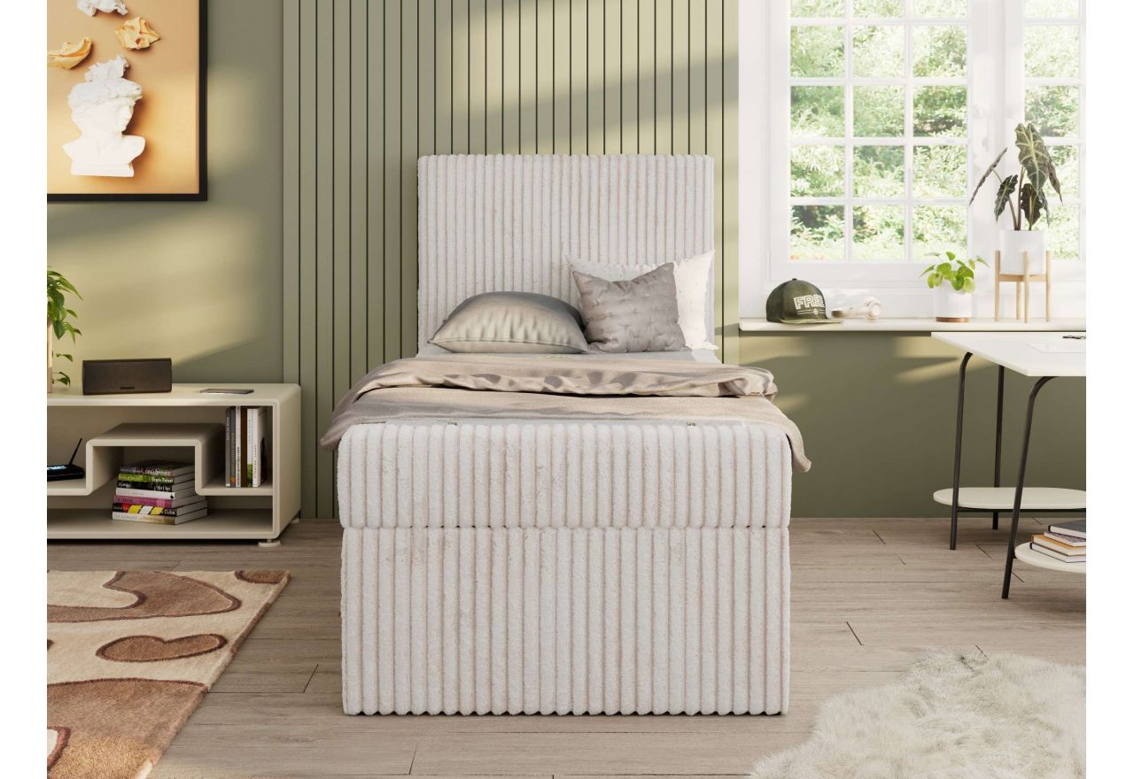 Łóżko kontynentalne TILIO 90x200 - H3 - beżowy, sztruks - strona lewa