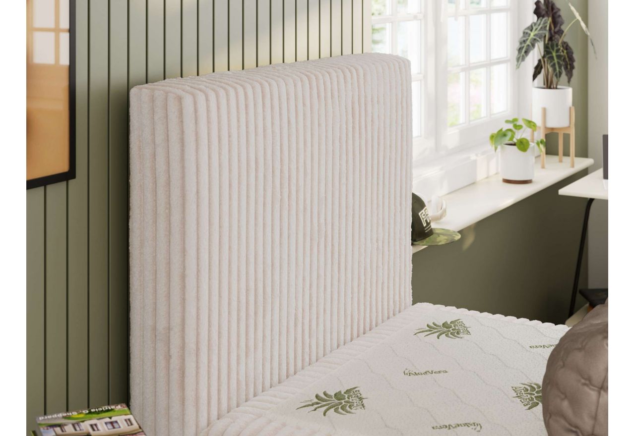 Łóżko kontynentalne TILIO 90x200 - H3 - beżowy, sztruks - strona lewa