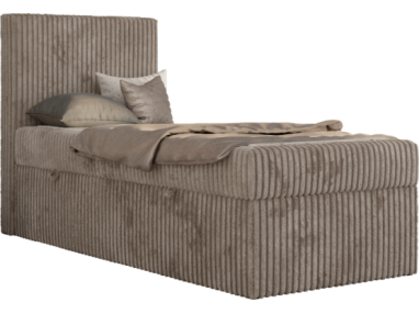 Łóżko kontynentalne TILIO 90x200 - H3 - jasnobrązowy, sztruks - strona lewa