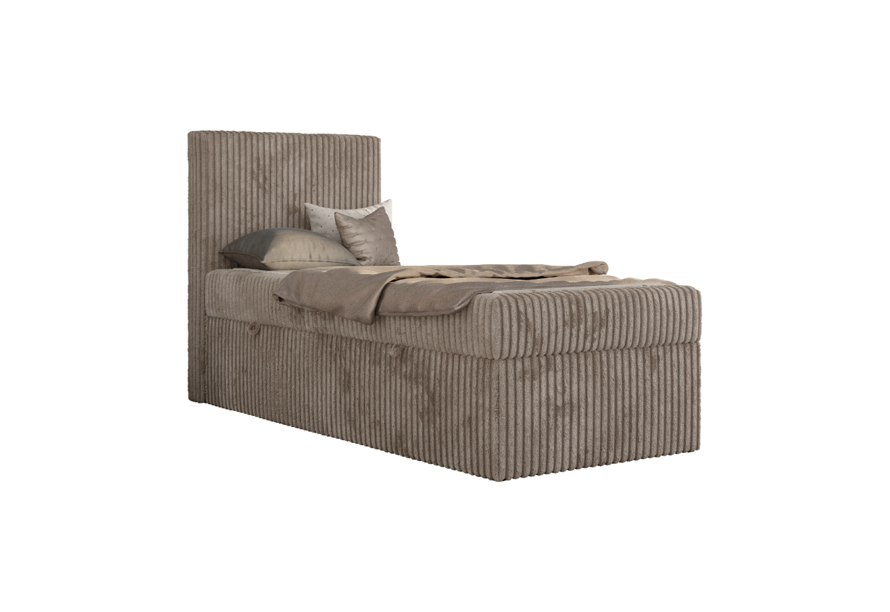 Łóżko kontynentalne TILIO 90x200 - H3 - jasnobrązowy, sztruks - strona lewa