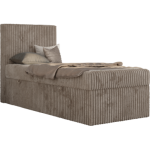 Łóżko kontynentalne TILIO 90x200 - H3 - jasnobrązowy, sztruks - strona lewa