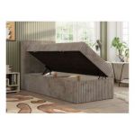 Łóżko kontynentalne TILIO 90x200 - H3 - jasnobrązowy, sztruks - strona lewa