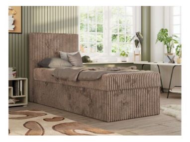 Łóżko kontynentalne TILIO 90x200 - H3 - brązowy, sztruks - strona lewa