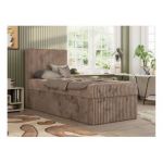 Łóżko kontynentalne TILIO 90x200 - H3 - brązowy, sztruks - strona lewa