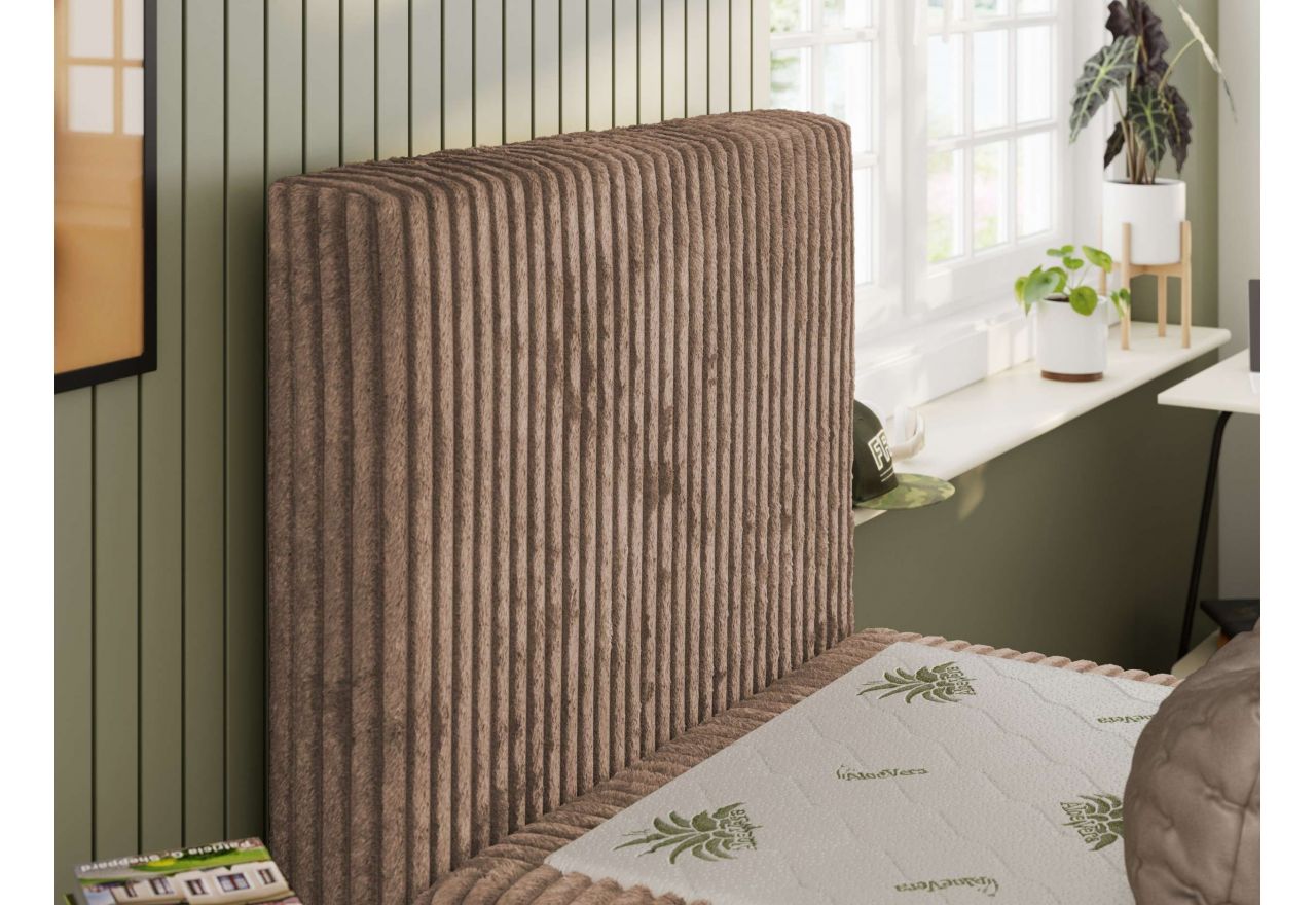 Łóżko kontynentalne TILIO 90x200 - H3 - brązowy, sztruks - strona lewa